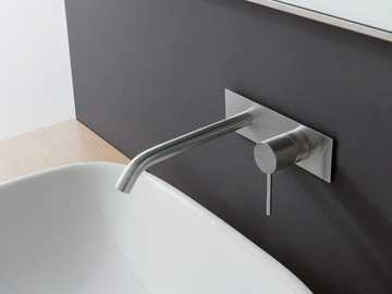 40MM - Wall-mounted stainless steel washbasin mixer with plate by Rubinetterie Treemme - view 2